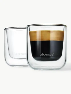 Dubbelwandige glazen espressokopjes Nero, 2 stuks
