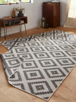 Dubbelzijdig in- & outdoor vloerkleed Malta in grijs/crème kleur