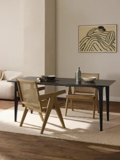 Eettafel Archie van mangohout in zwart, in verschillende formaten