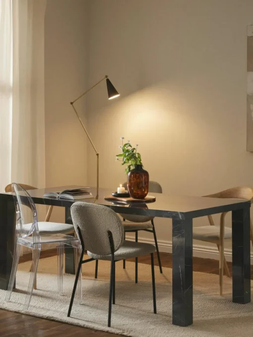 Eettafel Carl met marmerlook, 180 x 90 cm