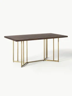 Eettafel Luca van mangohout met visgraat-patroon, in verschillende formaten