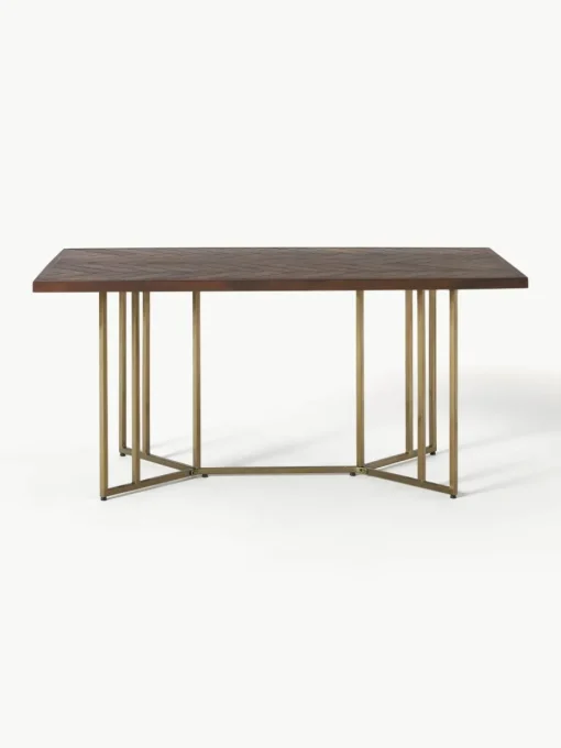 Eettafel Luca van mangohout met visgraat-patroon, in verschillende formaten