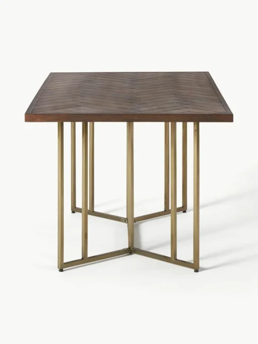 Eettafel Luca van mangohout met visgraat-patroon, in verschillende formaten