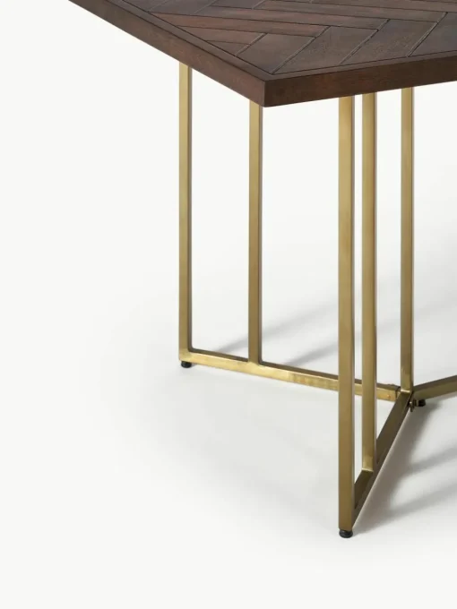 Eettafel Luca van mangohout met visgraat-patroon, in verschillende formaten