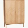 Eikenhouten kledingkast Herringbone met visgraatpatroon