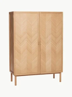 Eikenhouten kledingkast Herringbone met visgraatpatroon