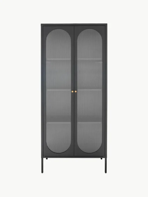 Eikenhouten vitrine Adelaide met gegroefd glas