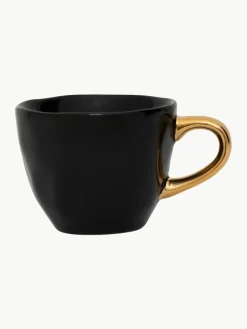 Espresso kopjes Good Morning met goudkleurige handvat, 2 stuks
