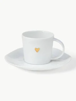 Espressokopje Heart met schoteltje van porselein