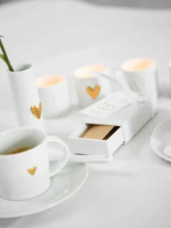 Espressokopje Heart met schoteltje van porselein
