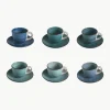Espressokopjes Baita Acqua met schoteltjes, set van 6