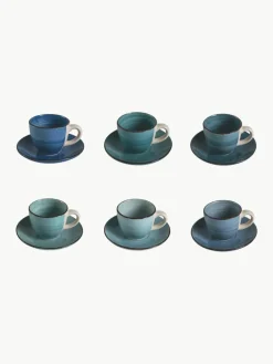 Espressokopjes Baita Acqua met schoteltjes, set van 6