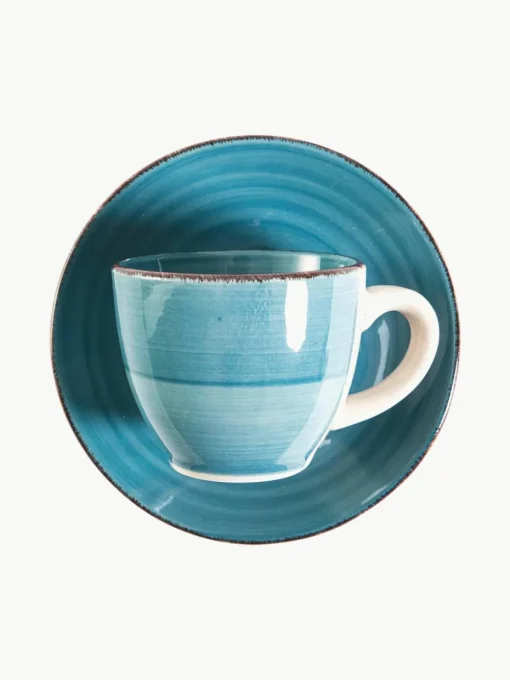 Espressokopjes Baita Acqua met schoteltjes, set van 6