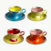 Espressokopjes Grandma met schoteltjes, set van 4