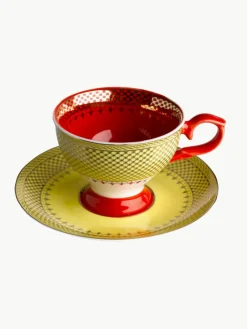 Espressokopjes Grandma met schoteltjes, set van 4