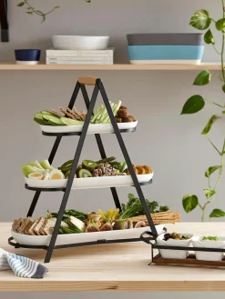Etagère Tower met afneembare plateaus van porselein