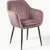 Fluwelen armstoel Emilia met metalen poten