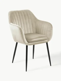 Fluwelen armstoel Emilia met metalen poten