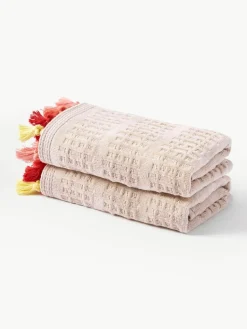 Fluwelen handdoek Tallulah met decoratieve franjes, in verschillende formaten