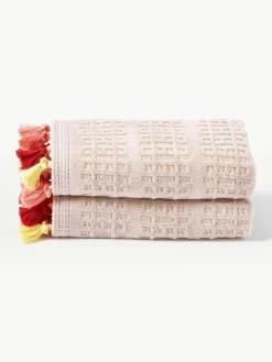 Fluwelen handdoek Tallulah met decoratieve franjes, in verschillende formaten