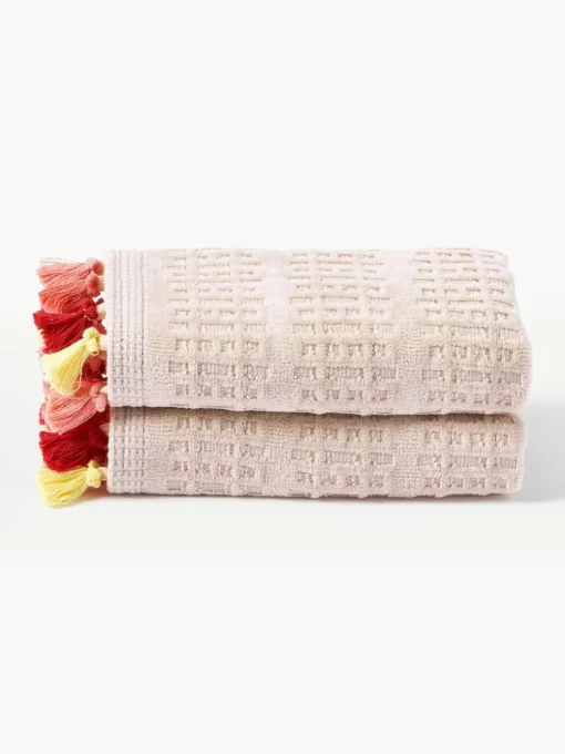 Fluwelen handdoek Tallulah met decoratieve franjes, in verschillende formaten