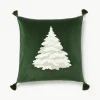 Fluwelen kussenhoes Amara met geborduurde kerstboom