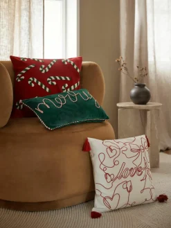 Fluwelen kussenhoes Darva met getuft snoepstokken-patroon