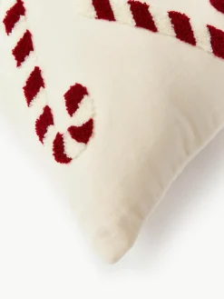 Fluwelen kussenhoes Darva met getuft snoepstokken-patroon