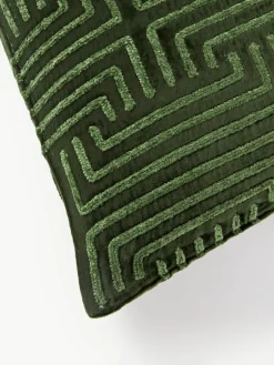 Fluwelen kussenhoes Stormi met chenille-borduurwerk