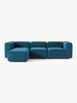 Fluwelen modulaire bank Lena (4-zits) met kruk