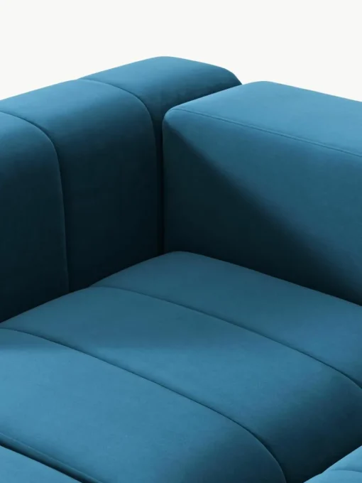 Fluwelen modulaire bank Lena (4-zits) met kruk