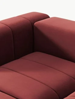 Fluwelen modulaire bank Lena (3-zits) met kruk