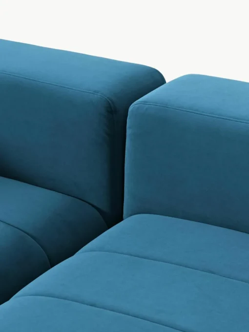Fluwelen modulaire bank Lena (4-zits) met kruk