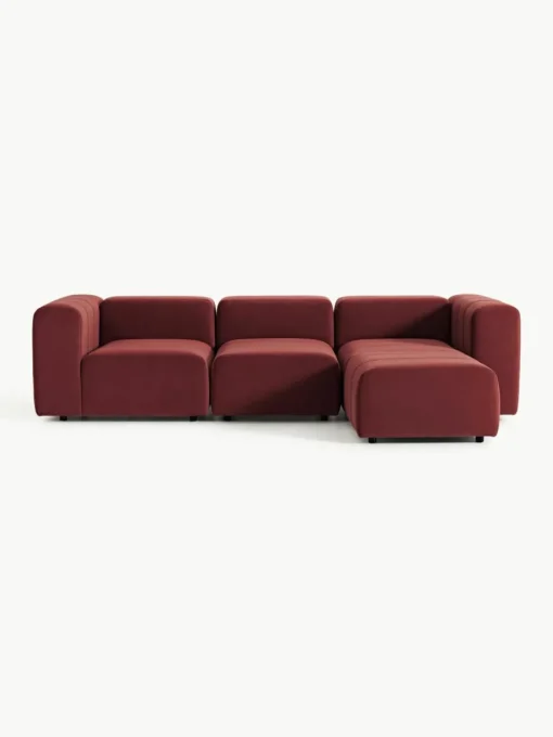 Fluwelen modulaire bank Lena (4-zits) met kruk