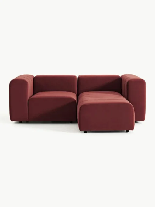 Fluwelen modulaire bank Lena (3-zits) met kruk