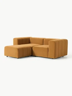 Fluwelen modulaire bank Lena (3-zits) met kruk