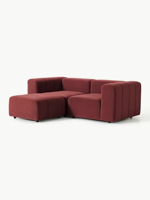 Fluwelen modulaire bank Lena (3-zits) met kruk