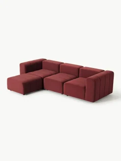 Fluwelen modulaire bank Lena (4-zits) met kruk