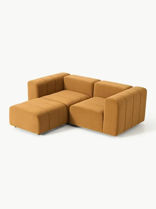 Fluwelen modulaire bank Lena (3-zits) met kruk