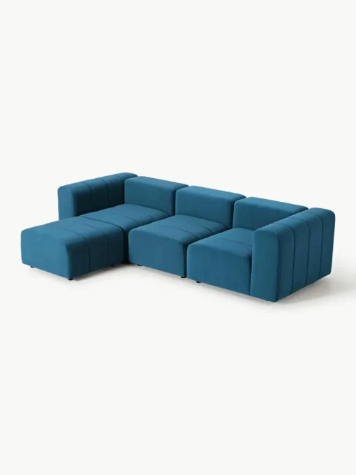 Fluwelen modulaire bank Lena (4-zits) met kruk