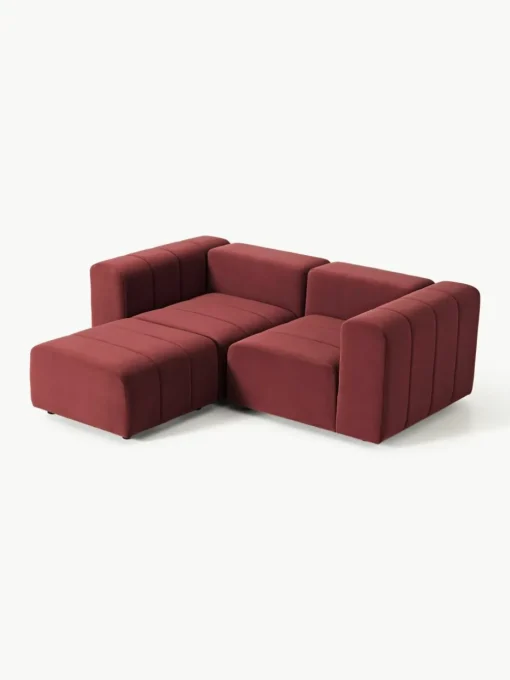 Fluwelen modulaire bank Lena (3-zits) met kruk
