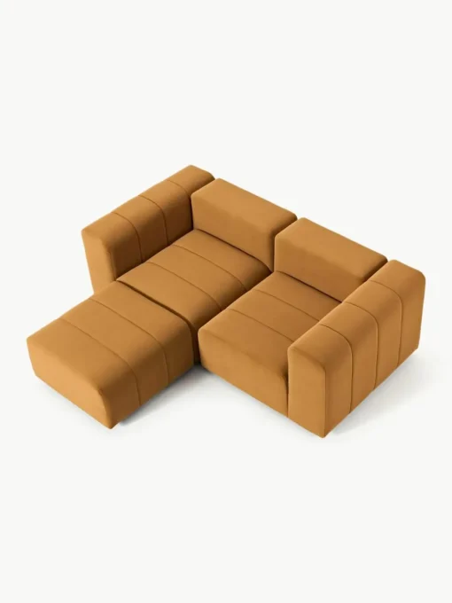 Fluwelen modulaire bank Lena (3-zits) met kruk