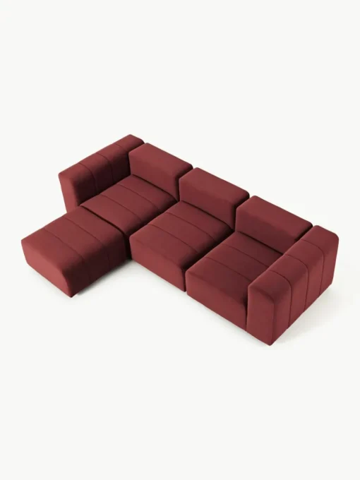 Fluwelen modulaire bank Lena (4-zits) met kruk