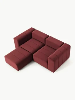 Fluwelen modulaire bank Lena (3-zits) met kruk