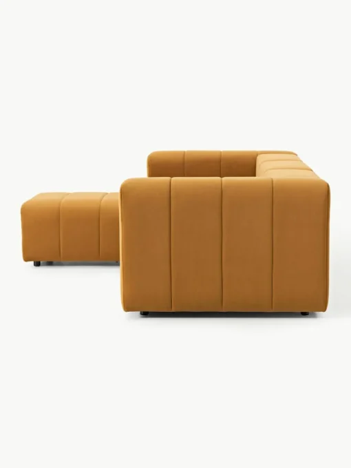 Fluwelen modulaire bank Lena (4-zits) met kruk