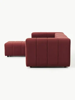 Fluwelen modulaire bank Lena (4-zits) met kruk