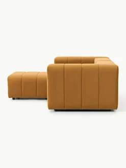 Fluwelen modulaire bank Lena (3-zits) met kruk