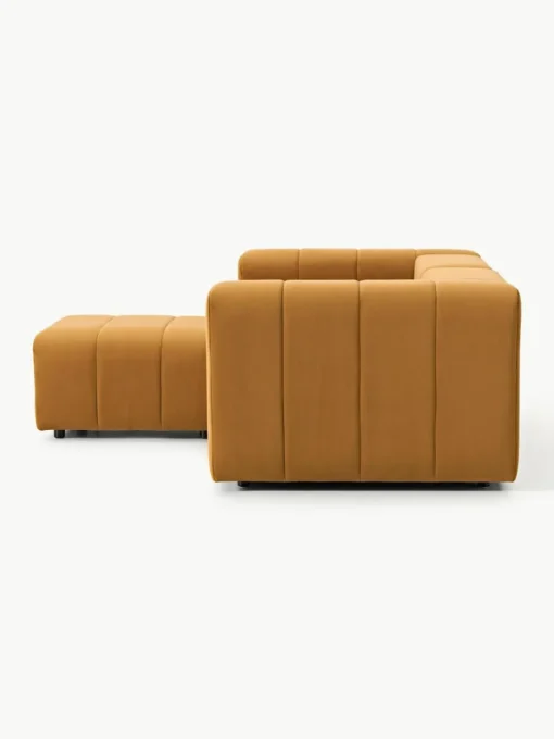 Fluwelen modulaire bank Lena (3-zits) met kruk
