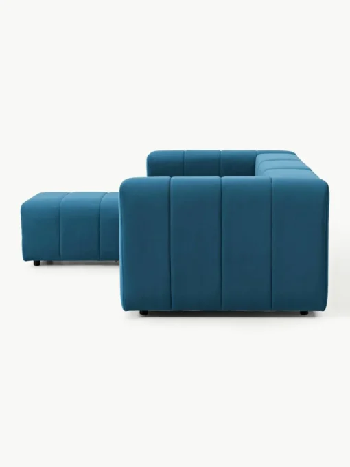 Fluwelen modulaire bank Lena (4-zits) met kruk