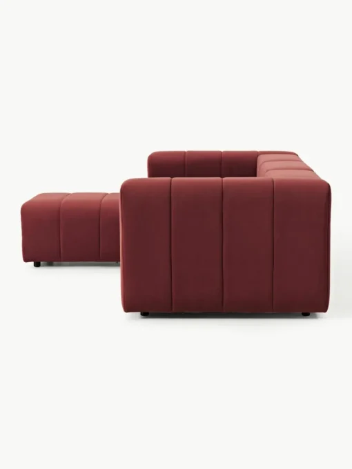 Fluwelen modulaire bank Lena (4-zits) met kruk